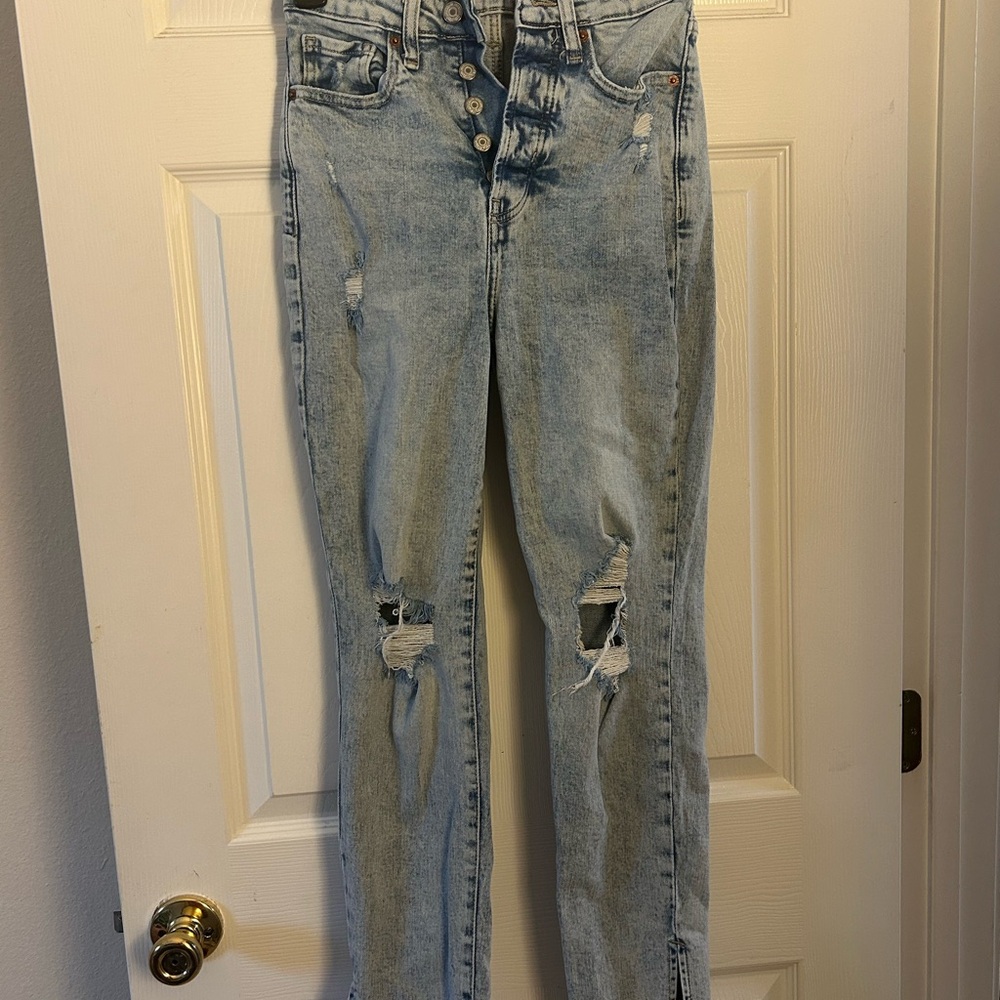 Old Navy High Rise Distressed Light Blue Jeans